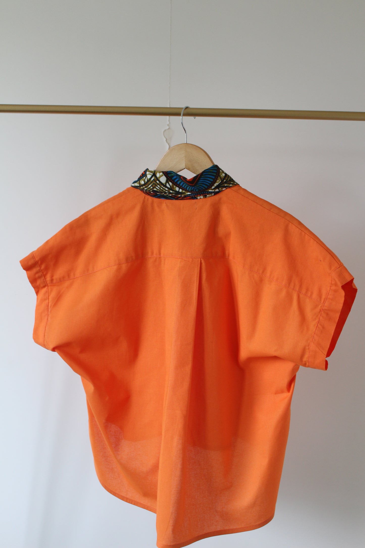LA CHEMISE TAYTU COTON UNI ORANGE/COL EN WAX
