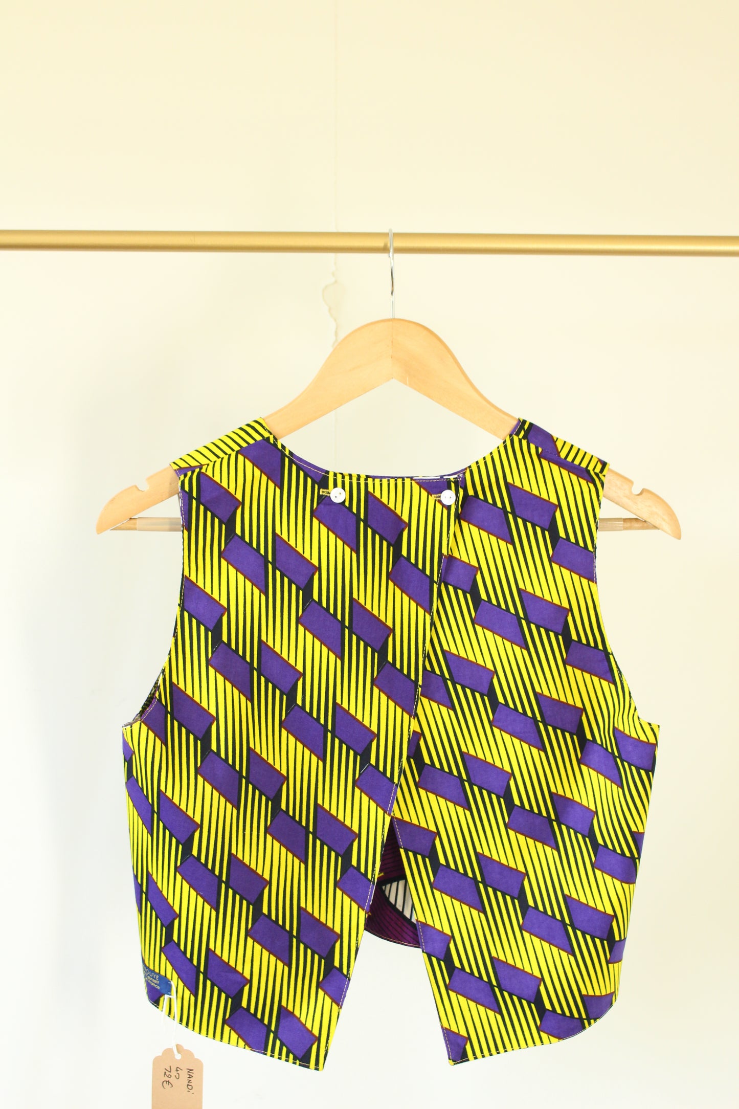 LE CROP TOP REVERSIBLE NANDI WAX ETOILES JAUNES