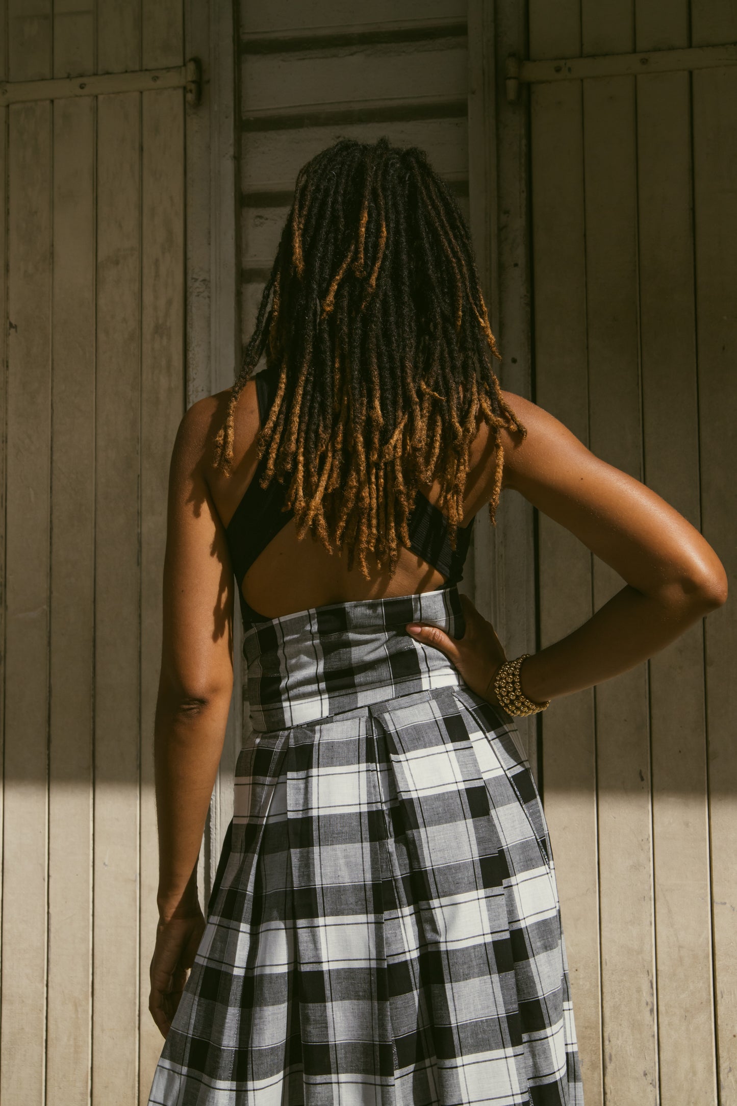LA YEMAYA en tissu madras noir et blanc