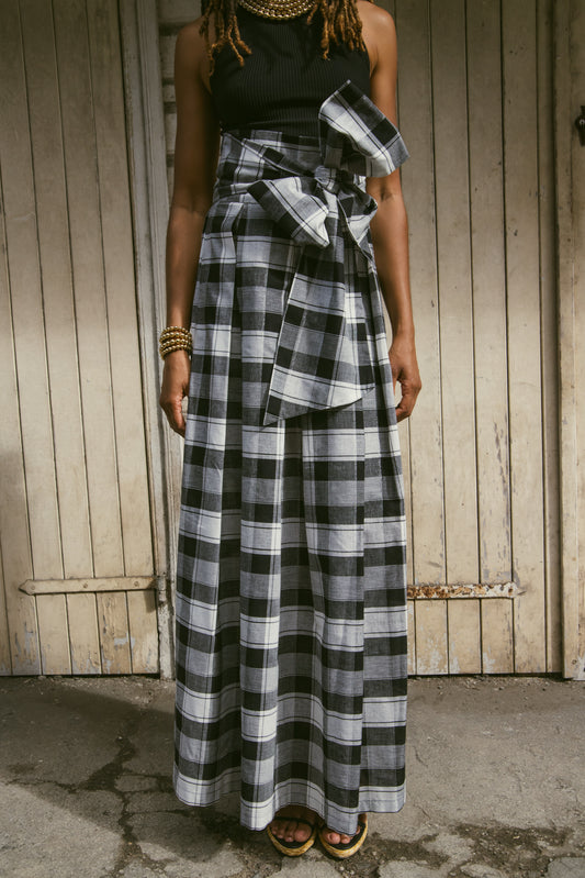 LA YEMAYA en tissu madras noir et blanc