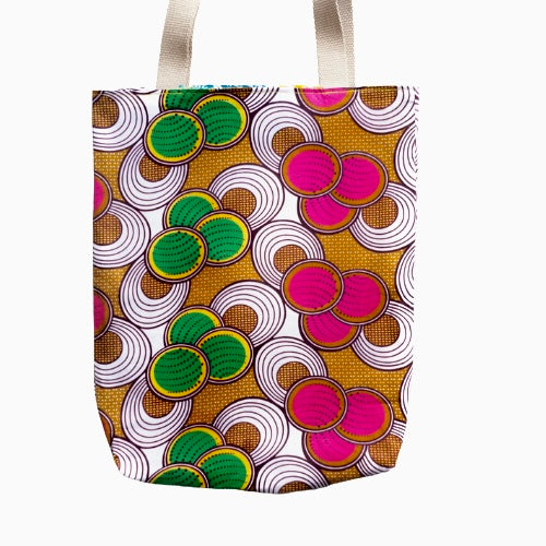 Le TOTE-BAG SANOUYÉ WAX BULLES ROSES ET VERTES