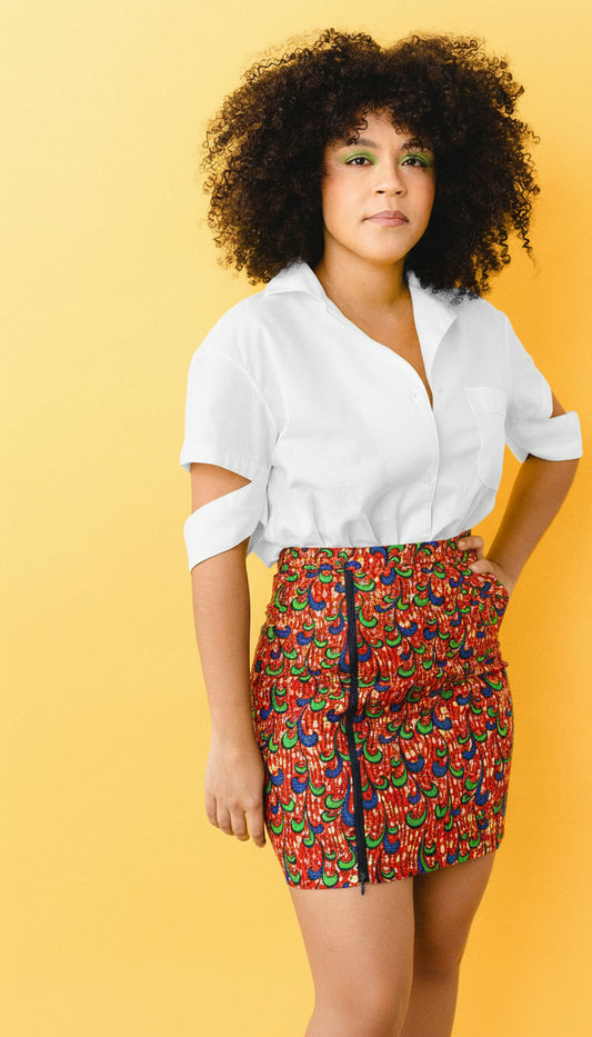 LA JUPE SONRISA - Wax tons orangés