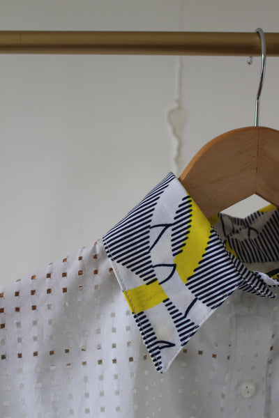 LA CHEMISE TAYTU COTON BLANC AJOURE / COL EN WAX