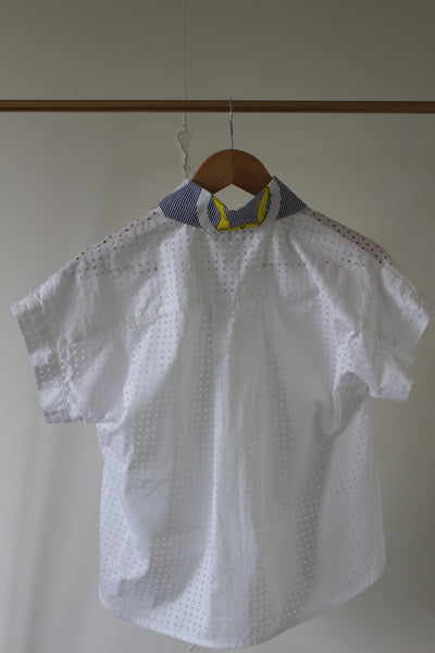 LA CHEMISE TAYTU COTON BLANC AJOURE / COL EN WAX