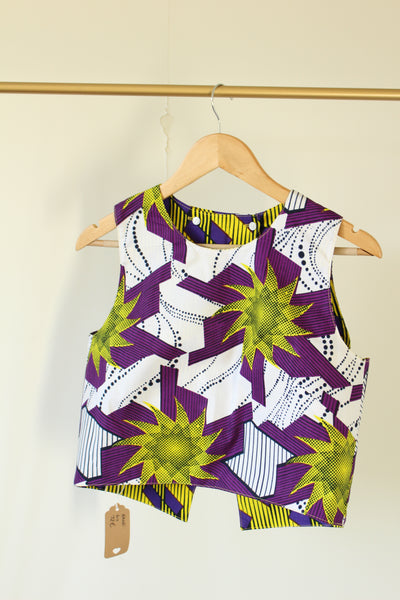 LE CROP TOP REVERSIBLE NANDI WAX ETOILES JAUNES