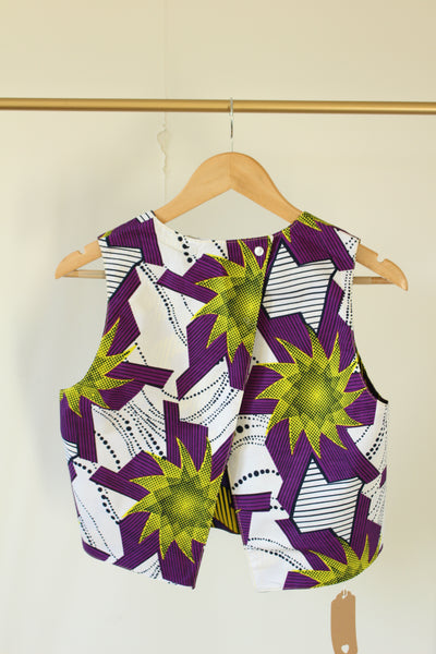 LE CROP TOP REVERSIBLE NANDI WAX ETOILES JAUNES