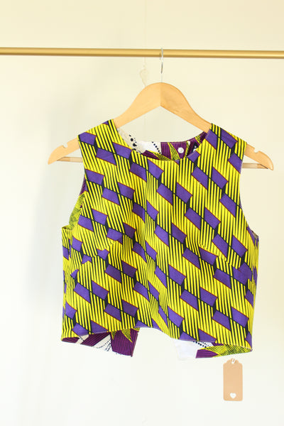 LE CROP TOP REVERSIBLE NANDI WAX ETOILES JAUNES