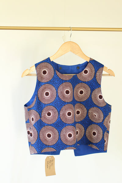 LE CROP TOP REVERSIBLE NANDI WAX DISQUES BLEUS