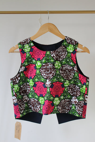 LE CROP TOP REVERSIBLE NANDI WAX FLEURS ROSES