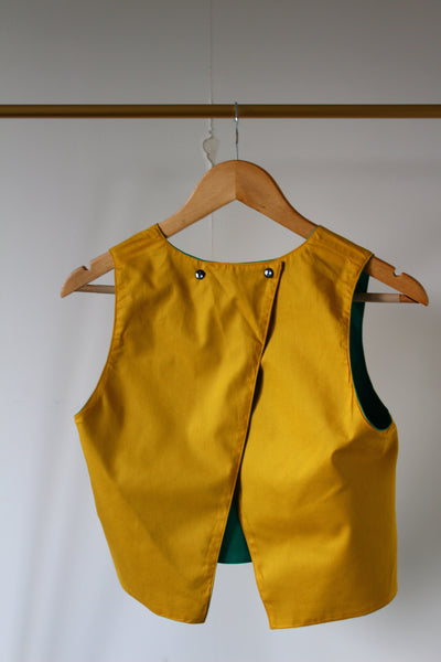 LE CROP TOP REVERSIBLE NANDI BICOLORE JAUNE/VERT