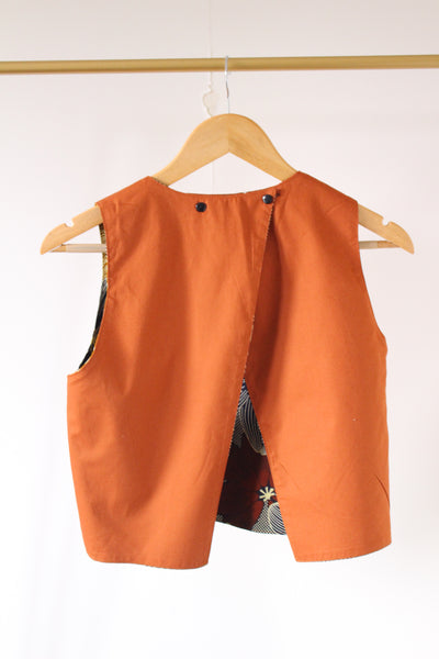LE CROP TOP REVERSIBLE NANDI WAX FLEURS MARRON