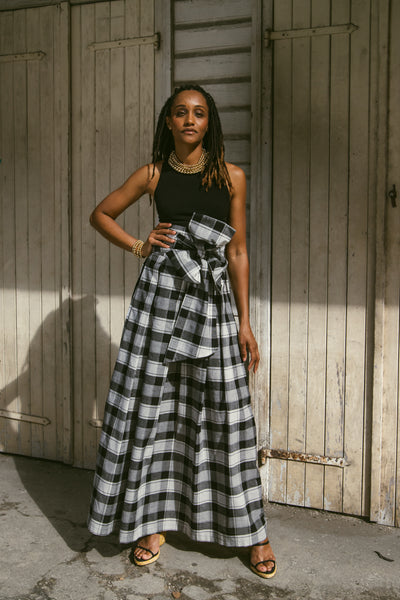 LA YEMAYA en tissu madras noir et blanc
