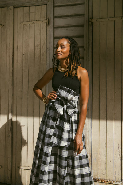 LA YEMAYA en tissu madras noir et blanc
