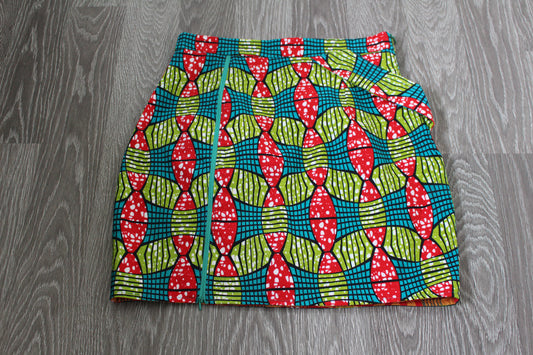 LA JUPE SONRISA - Wax tons  vert et rouge