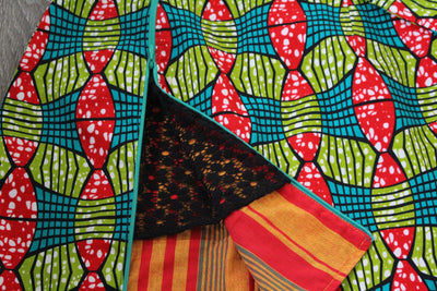 LA JUPE SONRISA - Wax tons  vert et rouge