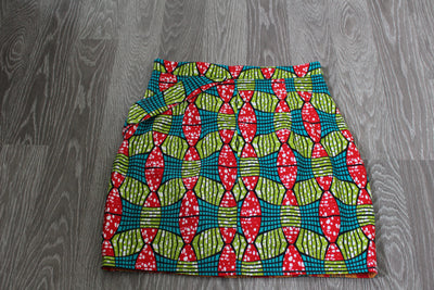 LA JUPE SONRISA - Wax tons  vert et rouge